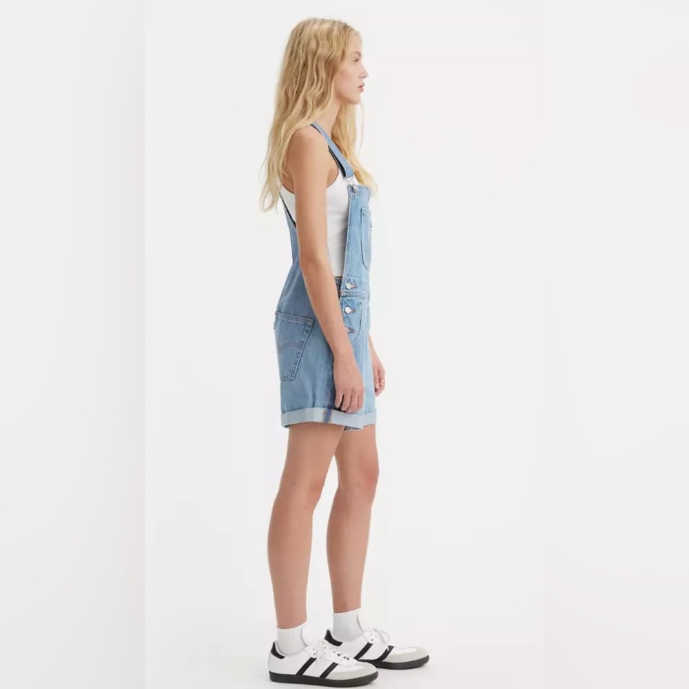 Levi's Light Blue Denim Short Overalls - Picture 9 of 10
